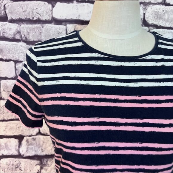 Talbots Blue, Pink & White Stripe Tee Size M - Picture 2 of 9